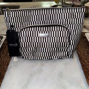 Jones New York Black & White Geometric Cosmetic Pouch